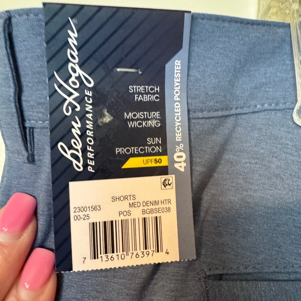 Ben Hogan Performance Mens Golf Shorts Blue Heather Stretch UPF 50 Size 46 NWT